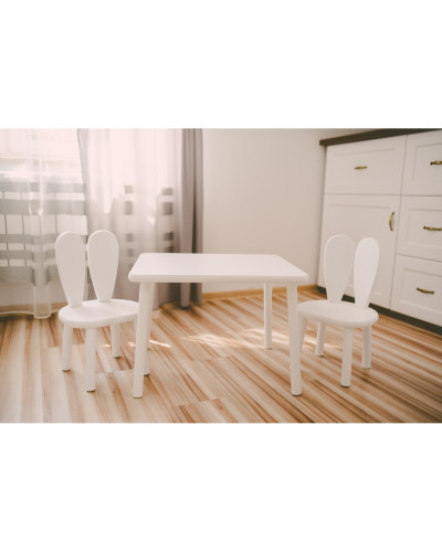Biały Stolik Z Drewna + Krzesełka Dla Dziecka