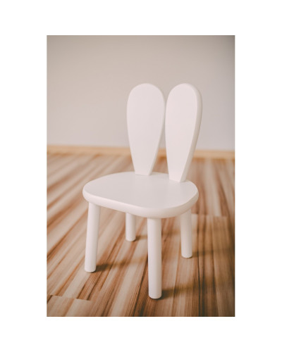 Białe Krzesełko USZY ZAJĄCZKA Z Drewna Dla Dziecka