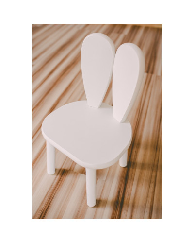 Białe Krzesełko USZY ZAJĄCZKA Z Drewna Dla Dziecka