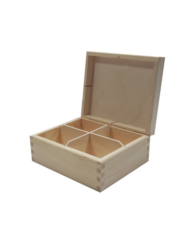 Pudełko Z Drewna Na Herbatę Z Czterema Przegródkami