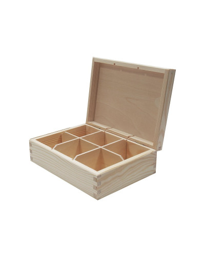 Pudełko Z Drewna Na Herbatę Z Sześcioma Przegródkami