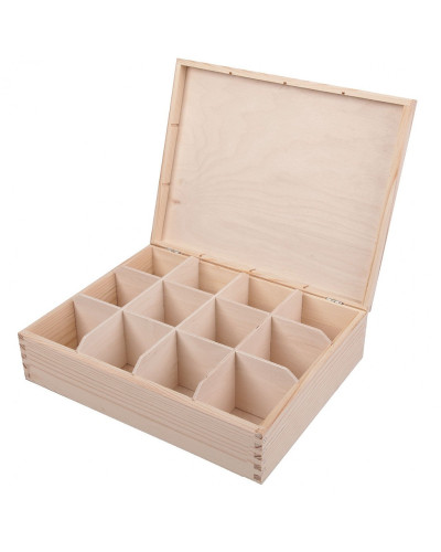 Pudełko Z Drewna Na Herbatę Z 12 Przegródkami